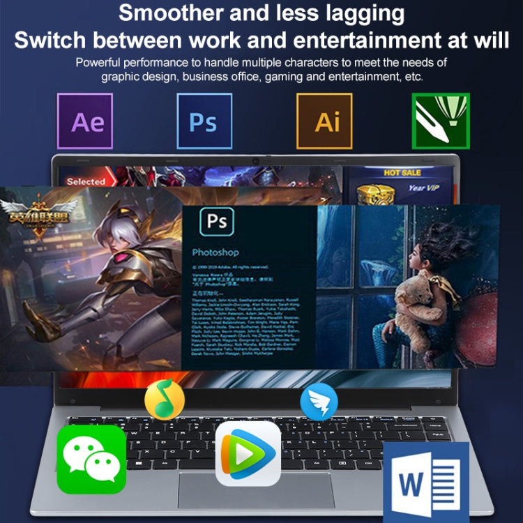 Computadora portátil de 14 pulgadas con Windows 11, CPU Intel Core i5 de cuarta generación, eje de rotación de 180 grados