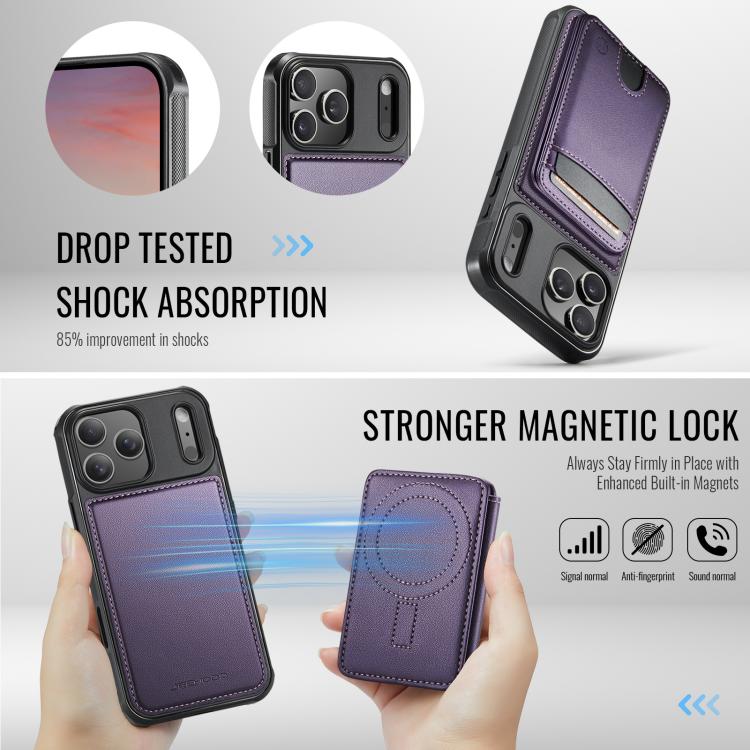 JEEHOOD J10 Flip Card Bag MagSafe Split RFID Leather Phone Case