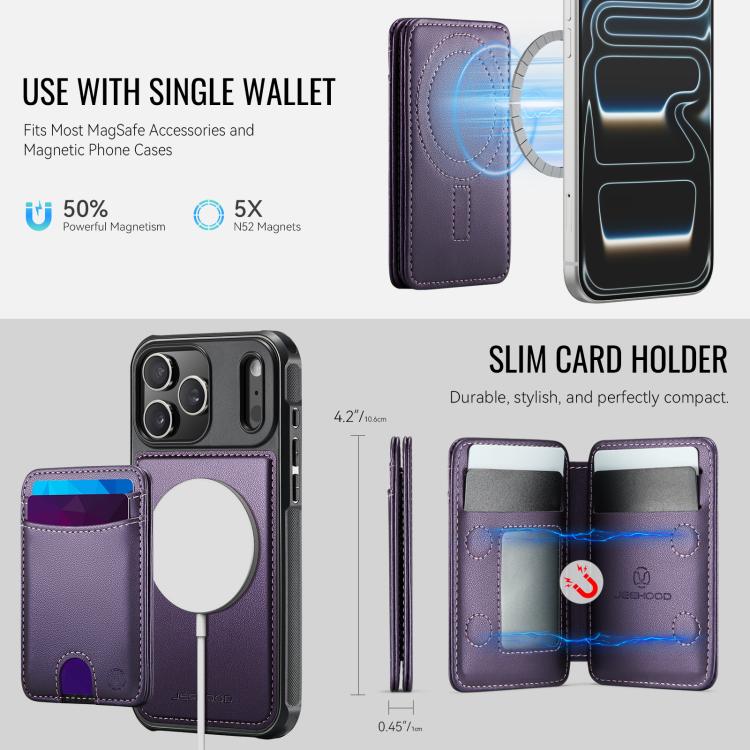 JEEHOOD J10 Flip Card Bag MagSafe Split RFID Leather Phone Case