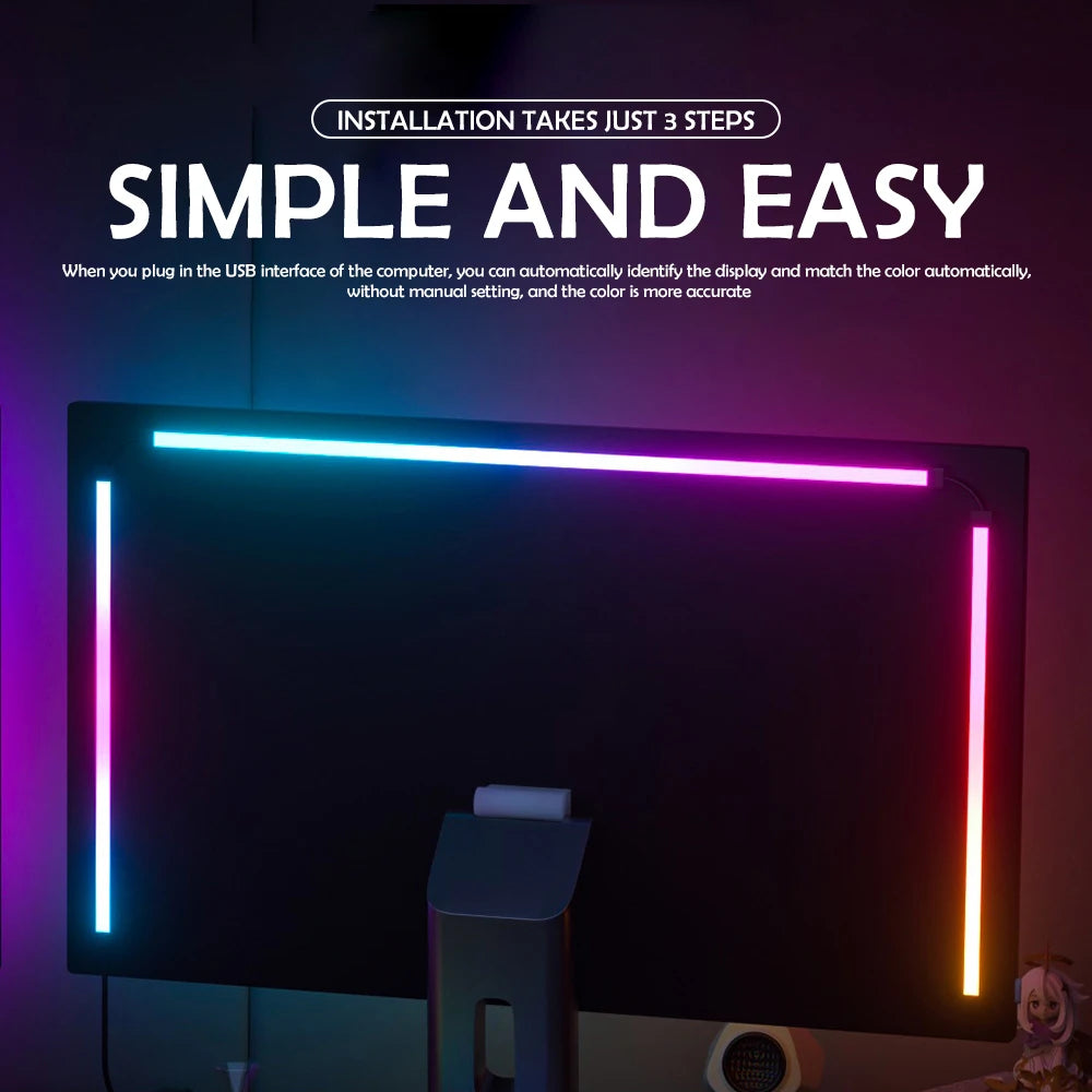 Tira LED RGB Gaming para Monitor con Sincronización Musical