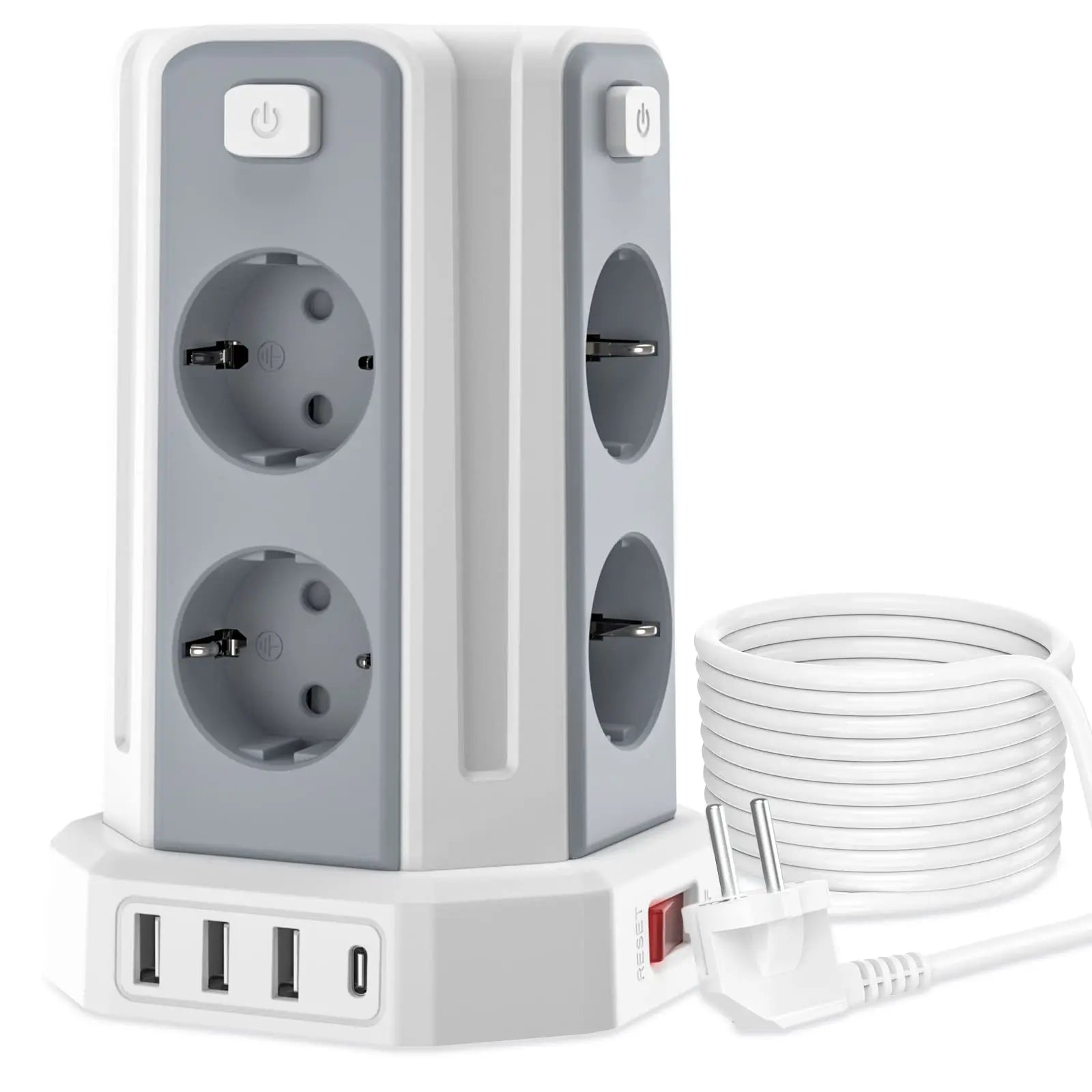 Regleta Vertical 8 Enchufes + 4 USB (3M)
