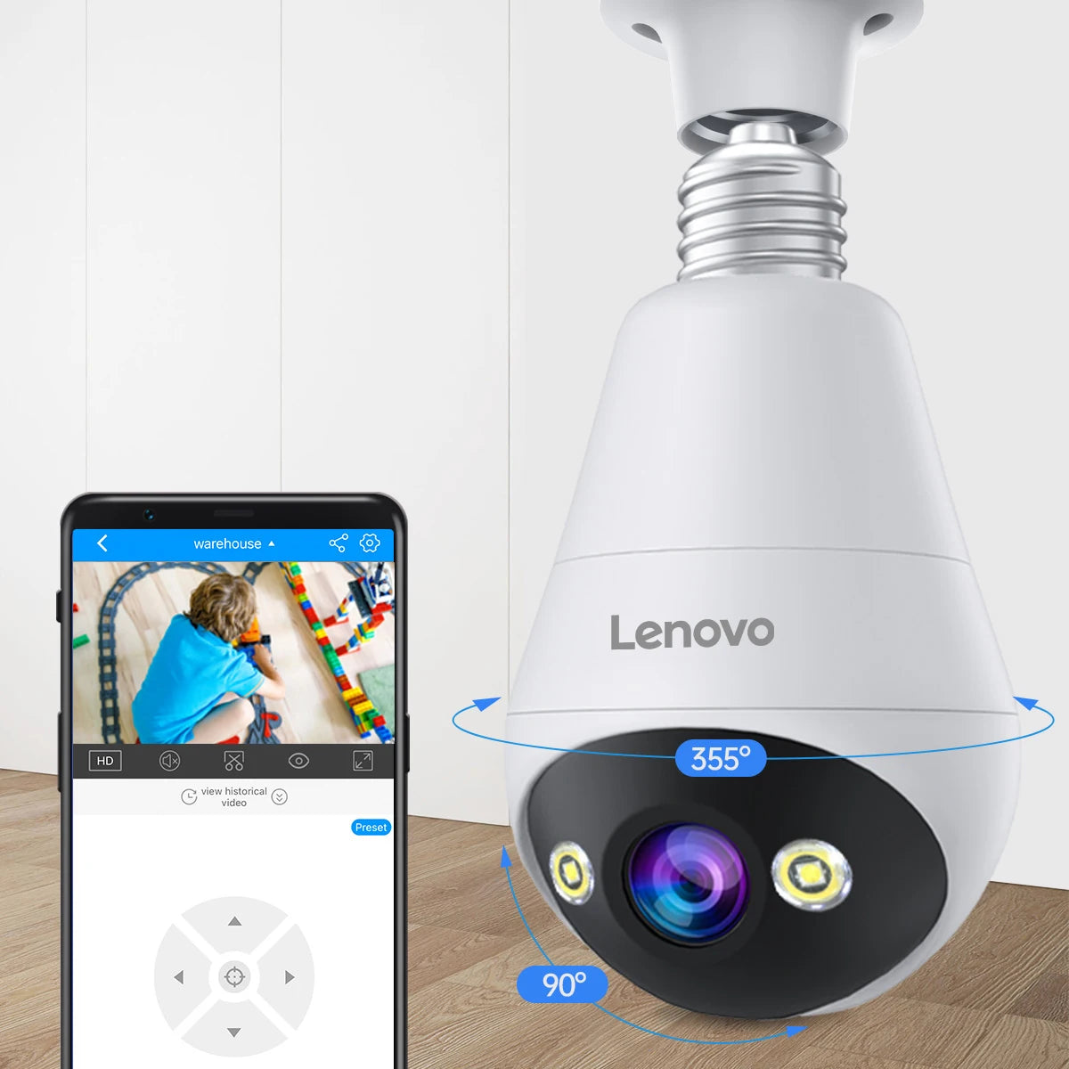 Cámara de Seguridad WiFi Lenovo 3MP con Visión Nocturna y Audio Bidireccional