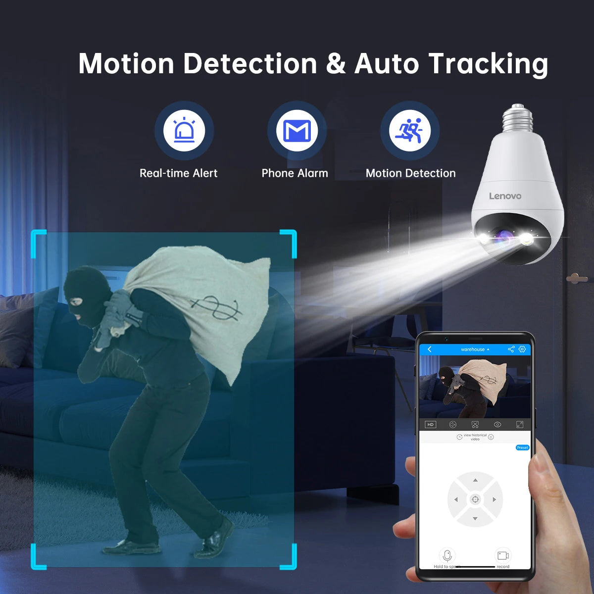 Cámara de Seguridad WiFi Lenovo 3MP con Visión Nocturna y Audio Bidireccional