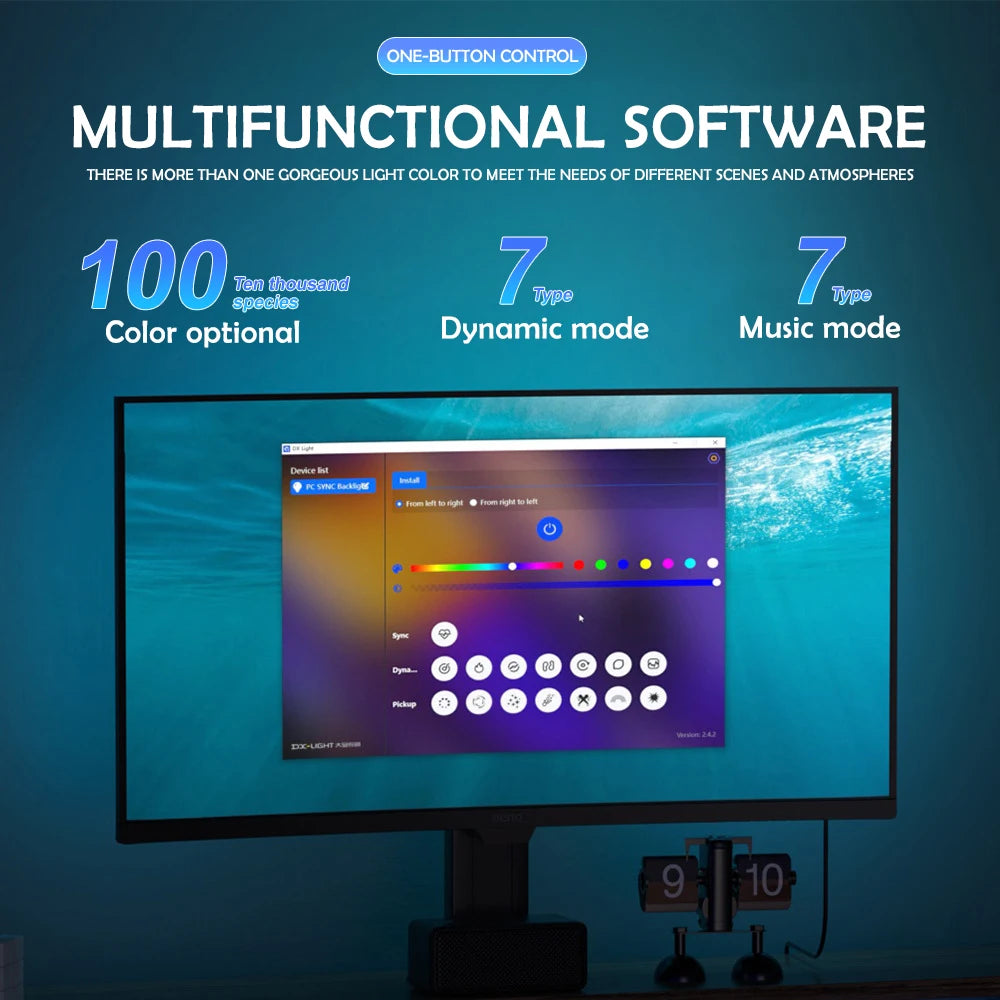 Tira LED RGB Gaming para Monitor con Sincronización Musical