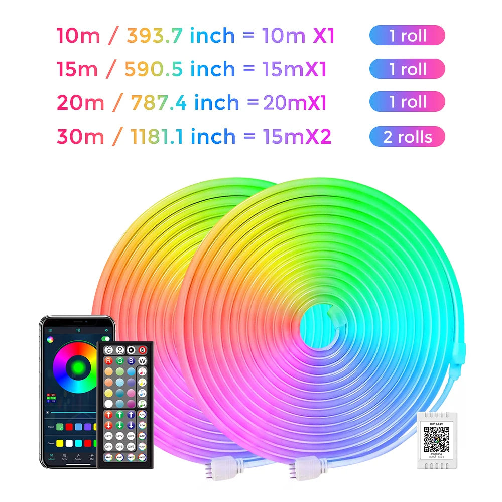 Tira LED Neón RGB Flexible con App/Control Remoto