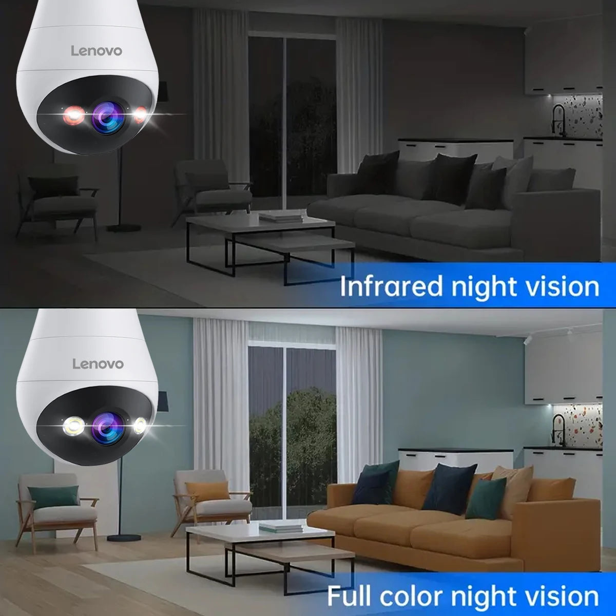 Cámara de Seguridad WiFi Lenovo 3MP con Visión Nocturna y Audio Bidireccional