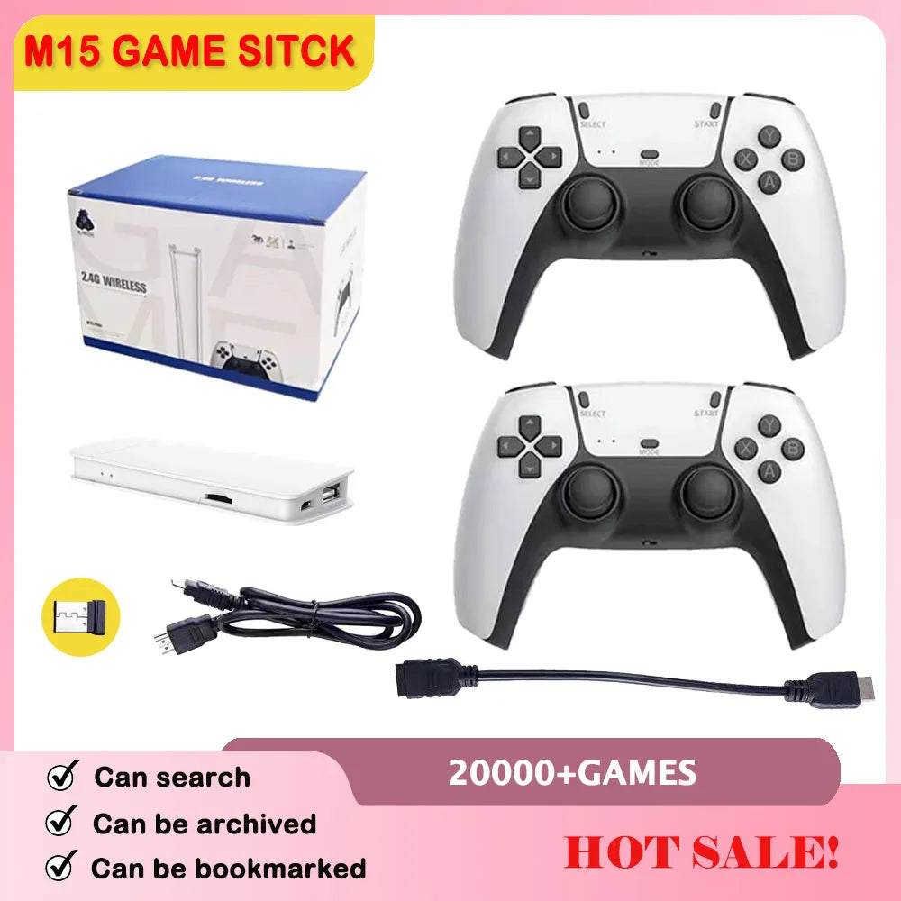 Consola Retro M15 Game Stick 4K con 20.000 Juegos y 2 Mandos