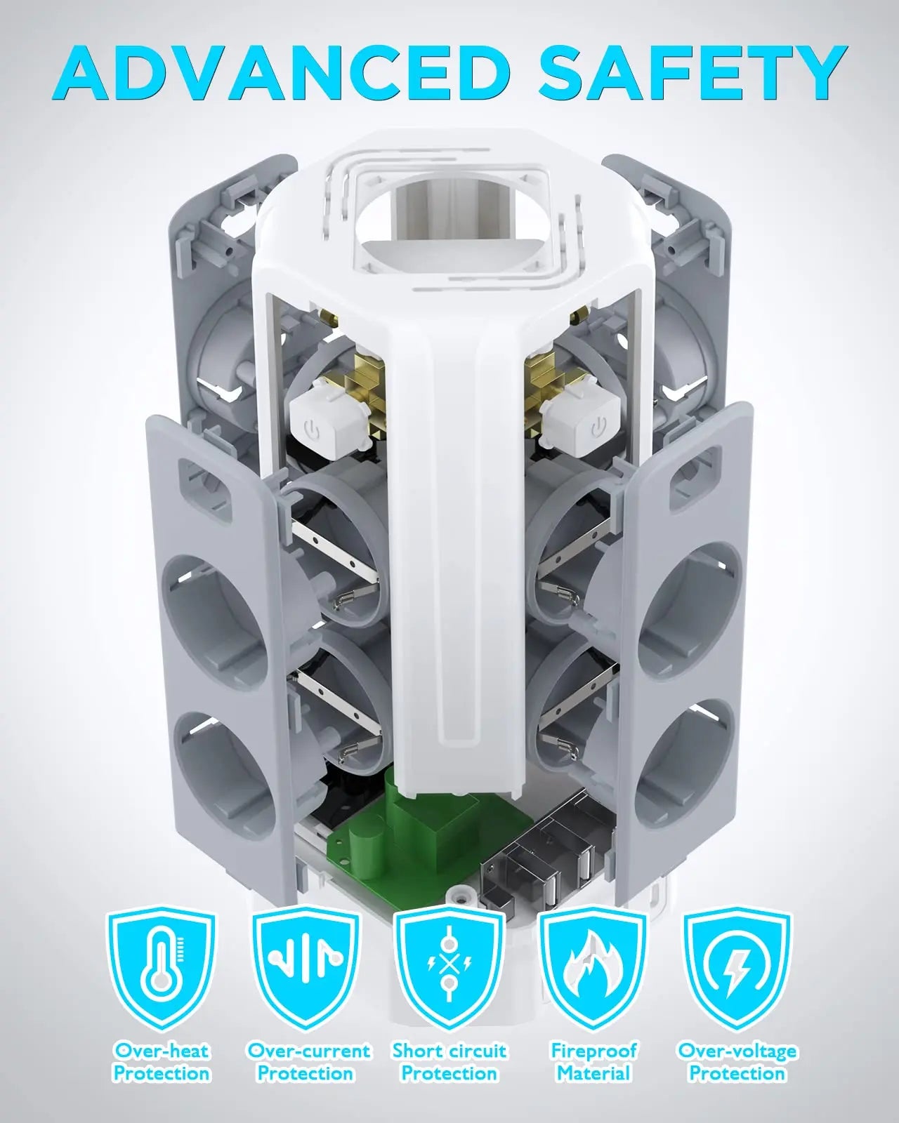 Regleta Vertical 8 Enchufes + 4 USB (3M)