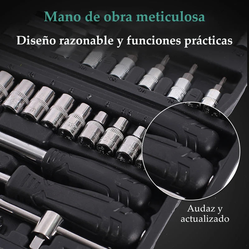 Kit de Herramientas Mecánicas 46 Piezas – Maletín Completo