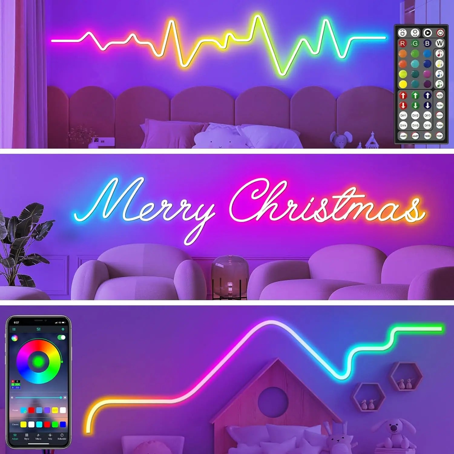 Tira LED Neón RGB Flexible con App/Control Remoto