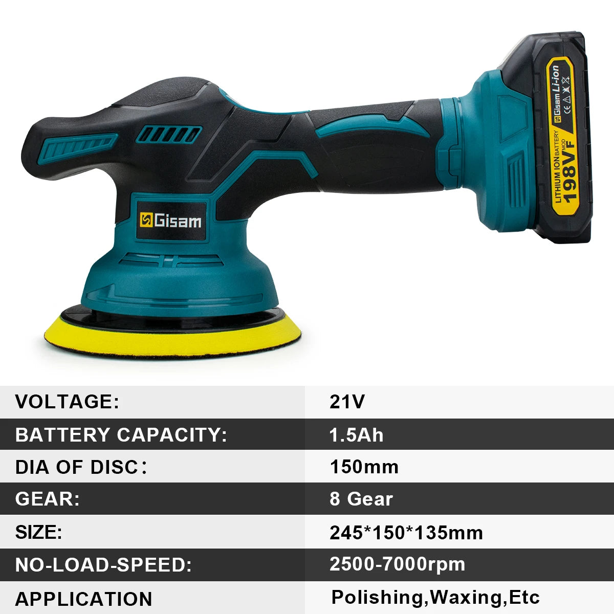 Pulidora de coche inalámbrica – 8 velocidades, 18V, profesional y portátil