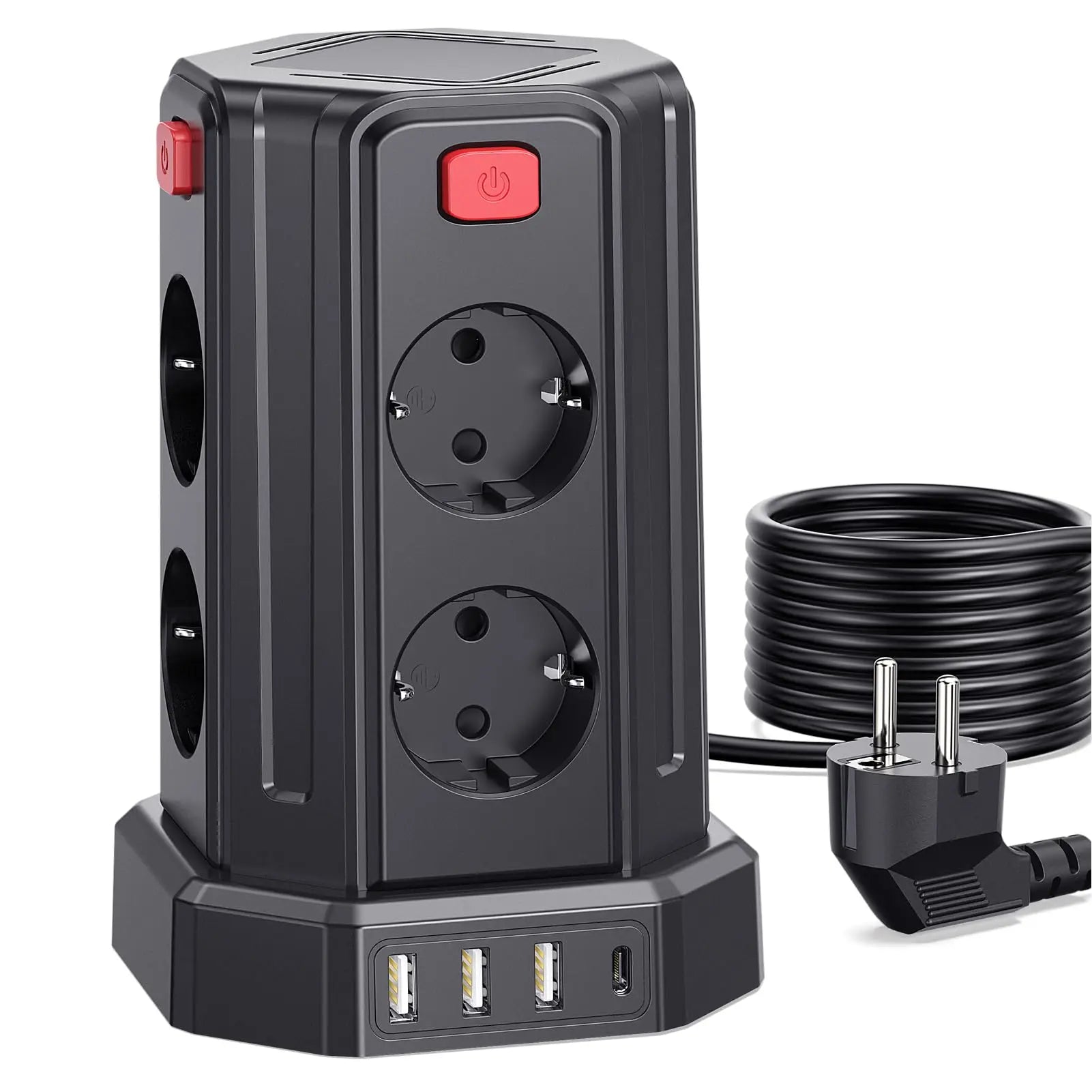 Regleta Vertical 8 Enchufes + 4 USB (3M)
