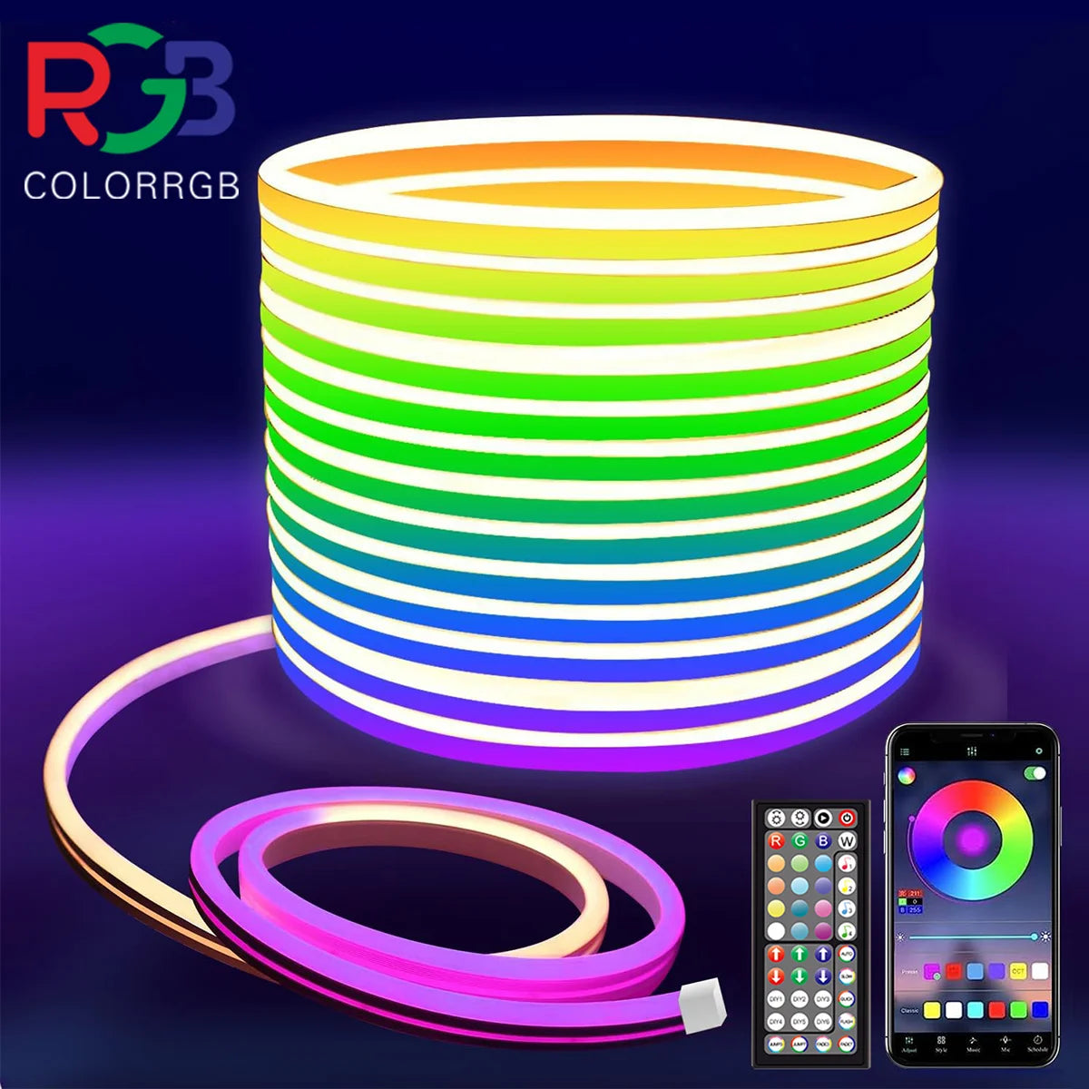 Tira LED Neón RGB Flexible con App/Control Remoto