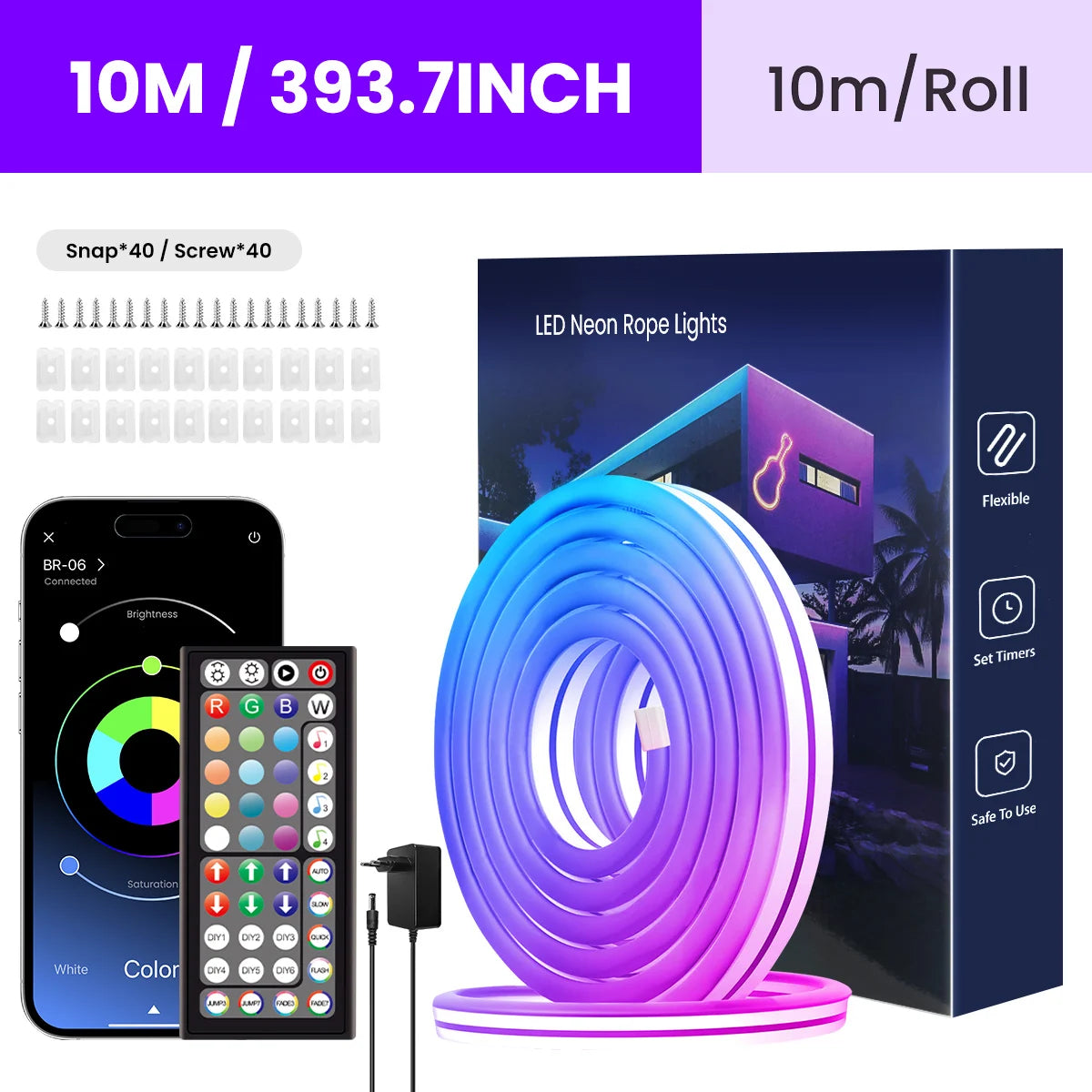 Tira LED Neón RGB Flexible con App/Control Remoto